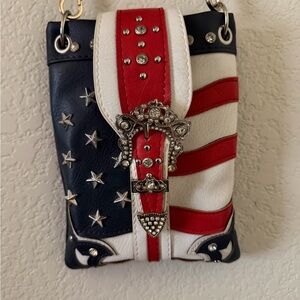 Patriotic Red, White & Blue Star Accent Crossbody Purse